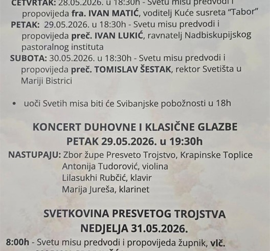 Proslava župne svetkovine Presvetog Trojstva u Krapinskim Toplicama
